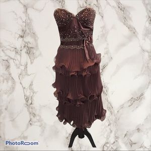 B'Dazzle Alyce Paris 4 Brown Strapless Formal Prom